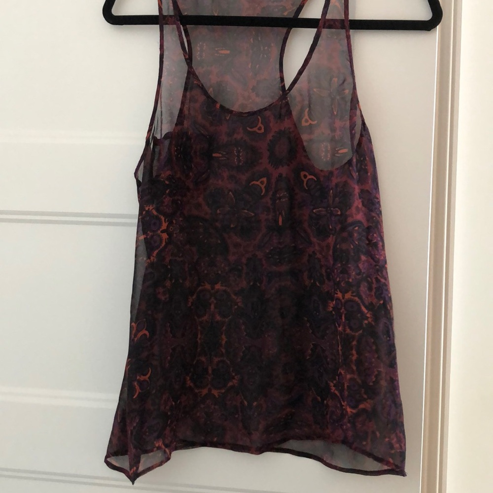 Sheer racer back silk tank.